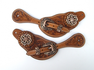 Showman Ladies Size Argentina Cow Leather Celtic Knot Spur Straps