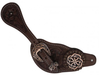 Showman Ladies Size Argentina Cow Leather Celtic Knot Spur Straps