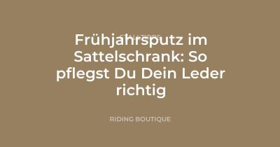 Frühjahrsputz im Sattelschrank: So pflegst Du Dein Leder richtig